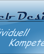 Blaues Logo mit Schriftzug: "Web Design, Individuell, Kompetent".