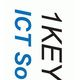 "Logo met tekst '1KEY ICT Solutions' en een grote witte '1' op zwarte achtergrond."