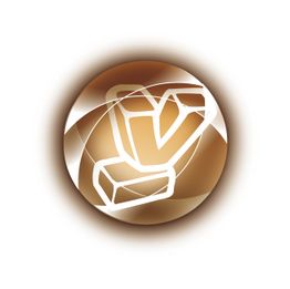 3D-gezeichnetes Herz in einem braunen, transparenten Kugelhintergrund.