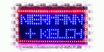 LED-Anzeige mit "Nermann + Kelch", umrahmt von roten Lichtern. Webadresse unten.