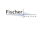 Logo mit der Aufschrift "Fischer Analyse" und einer blauen Linie im Hintergrund.