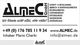 ALMEC GmbH Werbung mit Kontaktdaten und Dienstleistungen wie Schrotthandel und Entsorgung.
