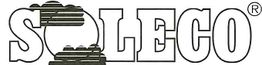 Logo mit dem Text "SOLECO", die Buchstaben "O" und "S" sind mit Linien durchzogen.