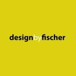 Gelber Hintergrund mit schwarzem Text: "designbyfischer".