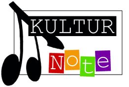 Schwarze Noten mit Text: "Kultur Note". Notes farbig: rot, orange, grün, lila.