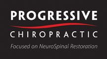 Progressive Chiropractic logo with tagline "Focused on NeuroSpinal Restoration" on a black background.