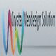 Logo with text "Crystal Webdesign Solution" and a colorful wave design on a grey background.