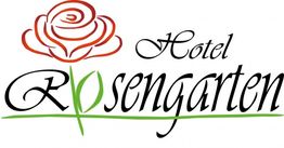 Logo mit stilisierter Rose und Schriftzug "Hotel Rosengarten".