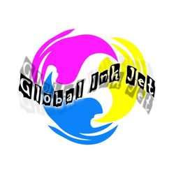 Logo "Global Ink Jet" con forme colorate rosa, giallo e blu su sfondo bianco.