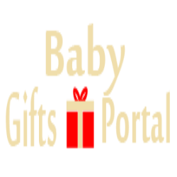 "Logo with text: 'Baby Gifts Portal' and a red gift box illustration in the center."