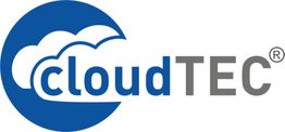 Logo mit stilisierten Wolken und Schriftzug cloudTEC in Blau und Grau.