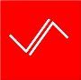 Logo rosso con due linee bianche che formano un angolo.