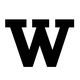 Bold black letter "W" on a white background.