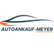 Logo mit stilisierter Autolinie und dem Text "Autoankauf-Meyer" in Blau und Orange.