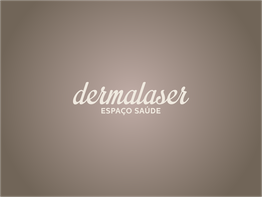 Texto "dermalaser espaço saúde" em fundo marrom claro.