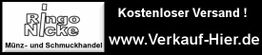 Weiße Schrift auf schwarzem Hintergrund: "Kostenloser Versand! www.Verkauf-Hier.de".