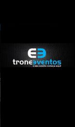 Logotipo "troneventos" com o texto "O seu evento começa aqui" em fundo preto.