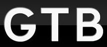 Weißer Text "GTB" auf schwarzem Hintergrund.