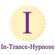 Gelbes Siegel mit violettem "I", darunter der Text "In-Trance-Hypnose".
