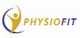 Logo mit stilisierter Figur und Schriftzug "PHYSIOFIT" in Gelb und Blau.