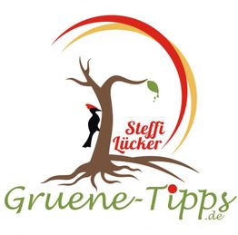 Logo mit Baum, Vogel, Blättern und Schriftzug "Steffi Lücker, Gruene-Tipps.de".