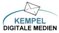 Logo mit Briefsymbol, darüber der Text "Kempel Digitale Medien".