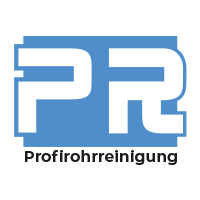 Logo von PR Profi-Rohrreinigung in blau und weiß.
