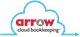 Arrow cloud bookkeeping logo with a blue cloud outline and red text.