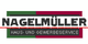 Logo von Nagelmüller, Haus- und Gewerbeservice, mit grün-rotem Hintergrund.