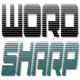 Text "WORD SHARP" in bold, striped font with black and teal colors.