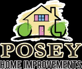 Logo of Posey Home Improvements with a stylized house and trees, text below reads "Home Improvements."