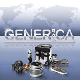 Bauteile vor einem Weltkartenhintergrund mit dem Text "GENER!CA".