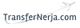 Texto "TransferNerja.com" con dibujo de un avión despegando hacia la derecha.
