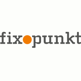 Logo mit Schriftzug "fixpunkt", orange Punkt zwischen "fix" und "punkt".