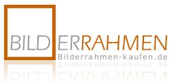 Logo mit Text "BILDERRAHMEN" und quadratischem Rahmen-Design in Orange und Grau.