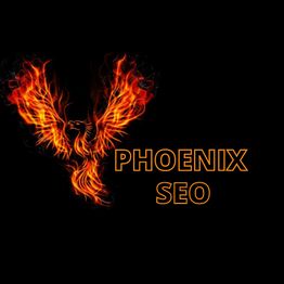 Fiery phoenix illustration with "Phoenix SEO" text on a black background.