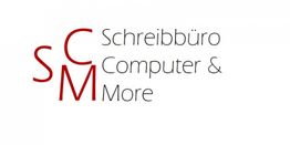 Logo des Schreibbüros "Computer & More" mit den roten Buchstaben S, C, M.