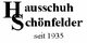 Logo von "Hausschuh Schönfelder", Buchstaben "HS", Text "seit 1935".
