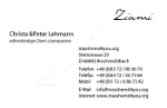 Visitenkarte mit Kontaktinformationen für Christa und Peter Lehmann in Deutschland.