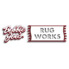 "Bobbie Joe's Rug Works logo with stylized text in red and gray."