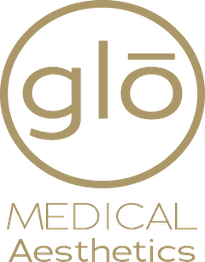 Logo for "glō Medical Aesthetics" with elegant typography inside a circle.