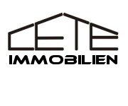 Logo mit Schriftzug "CETE Immobilien" in Schwarz, stilisiert als Dach.