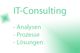 Text: IT-Consulting, Analysen, Prozesse, Lösungen in grünem Farbverlauf.