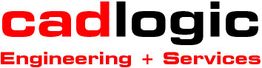 Logo mit rotem "cad" und schwarzem "logic", darunter "Engineering + Services" in Rot.