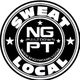 Circular logo with "Sweat Local," "NG PT Meltdown," and "www.mygymfamily.com" in bold text.