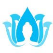 Blue lotus symbol with a silhouette of a person's head at the center.