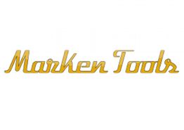 Der Schriftzug "Marken Tools" in gelber, geschwungener Schrift auf weißem Hintergrund.