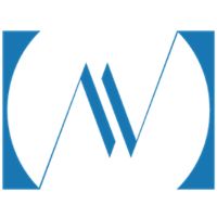 Logotipo azul con las letras A y M dentro de un marco cuadrado.