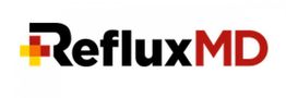 RefluxMD logo with a cross design in yellow and red next to the black and red text.