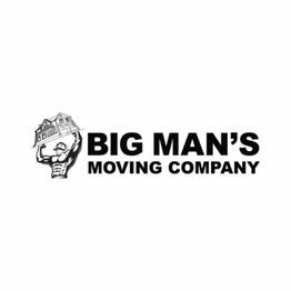 Logo of Big Man's Moving Company with a strongman holding a house.